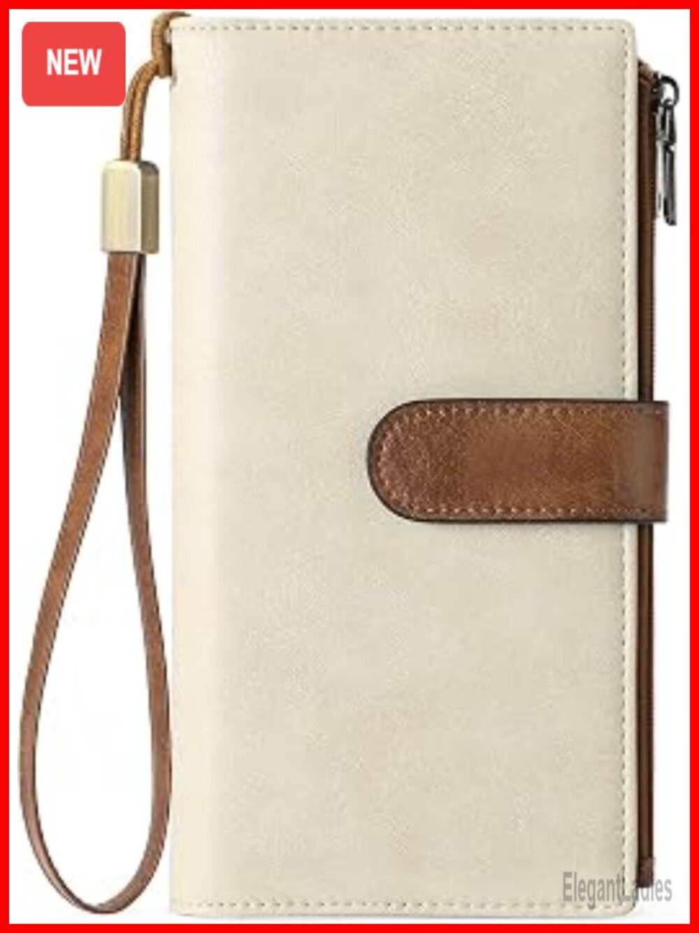 Large RFID Blocking Leather Wristlet Wallet with Detachable Strap